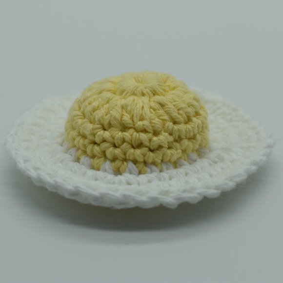 Handcrafted Crochet Fried Egg catnip toy - Picture 2 of 4